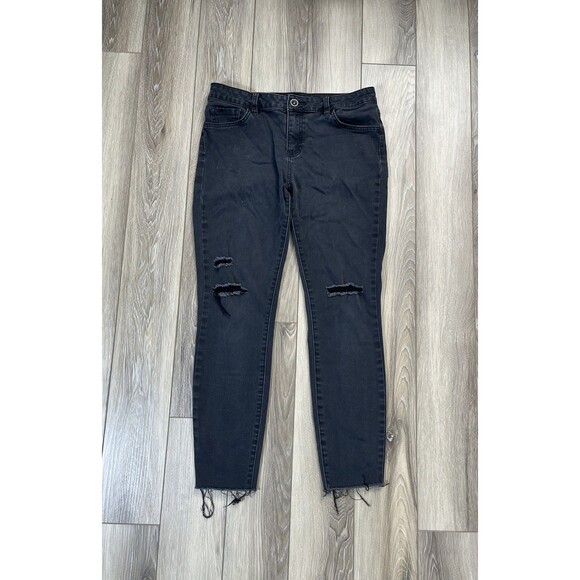 Vans Black Distressed Stretch Skinny Jeans Juniors Size 9 (29” x 25.5”) - Picture 1 of 7